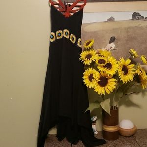 Black crochet sunflower dress